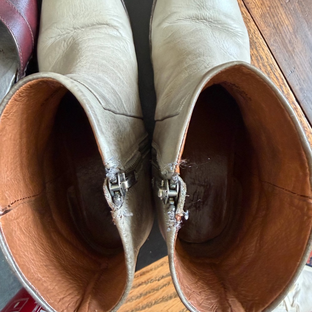 Frye Light Gray Leather Ankle Booties - Picture 7 of 7